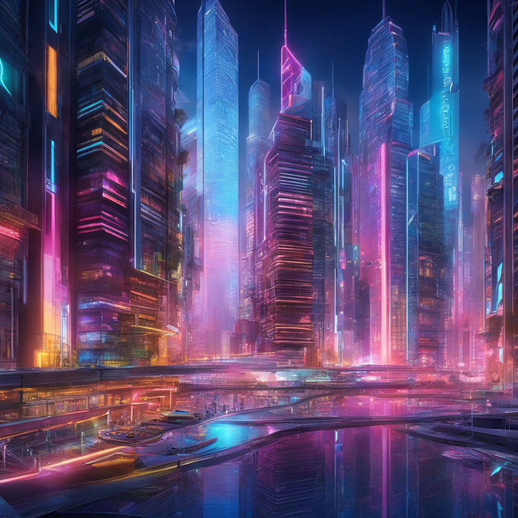 Neon cityscape wallpaper with purple and blue hues, wallpaper cyberpunk  1920x1080 
