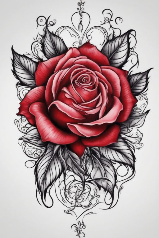 red rose tattoo drawing