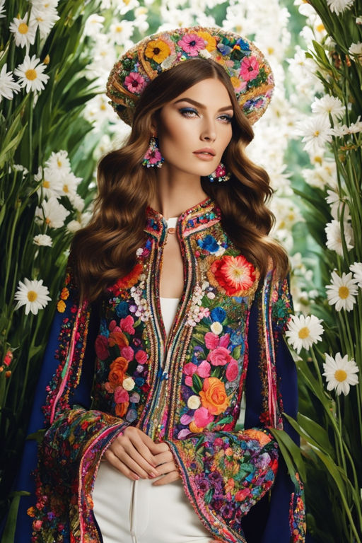 dress with haute couture flowers and animals embroidery - Playground