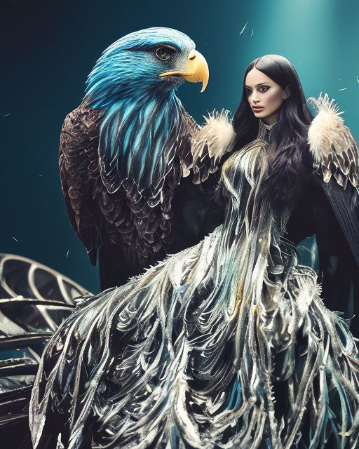 a stunning harpy eagle. The art nouveau-inspired piece emanates