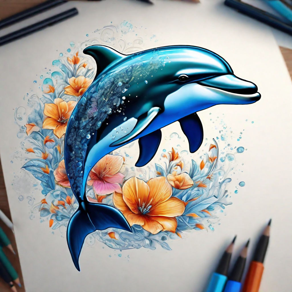 Buy Dolphin Pencil Drawing, Jumping Dolphin on the Sea, Original Artwork  Children Wall Art, Colored Pencils on Paper, First Communion Gift Art.  Online in India - Etsy