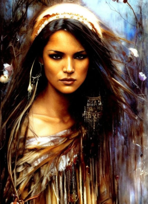 beautiful native american women paintings