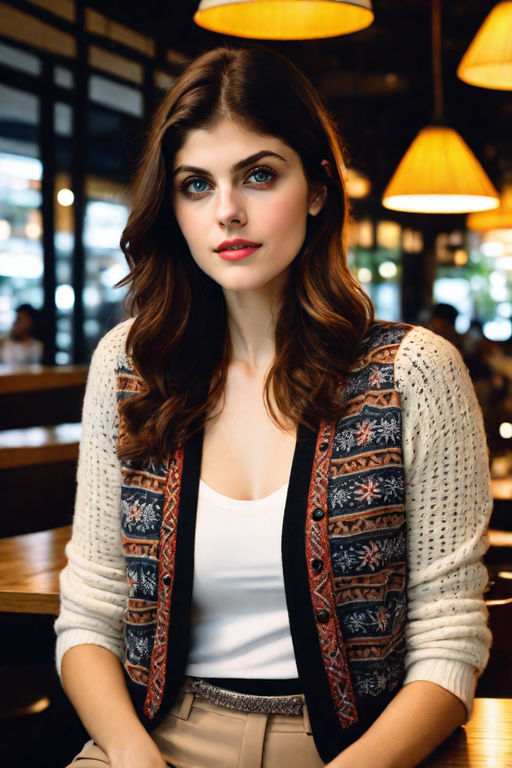 Photo of beautiful Alexandra Daddario in tiny silk underwear, go