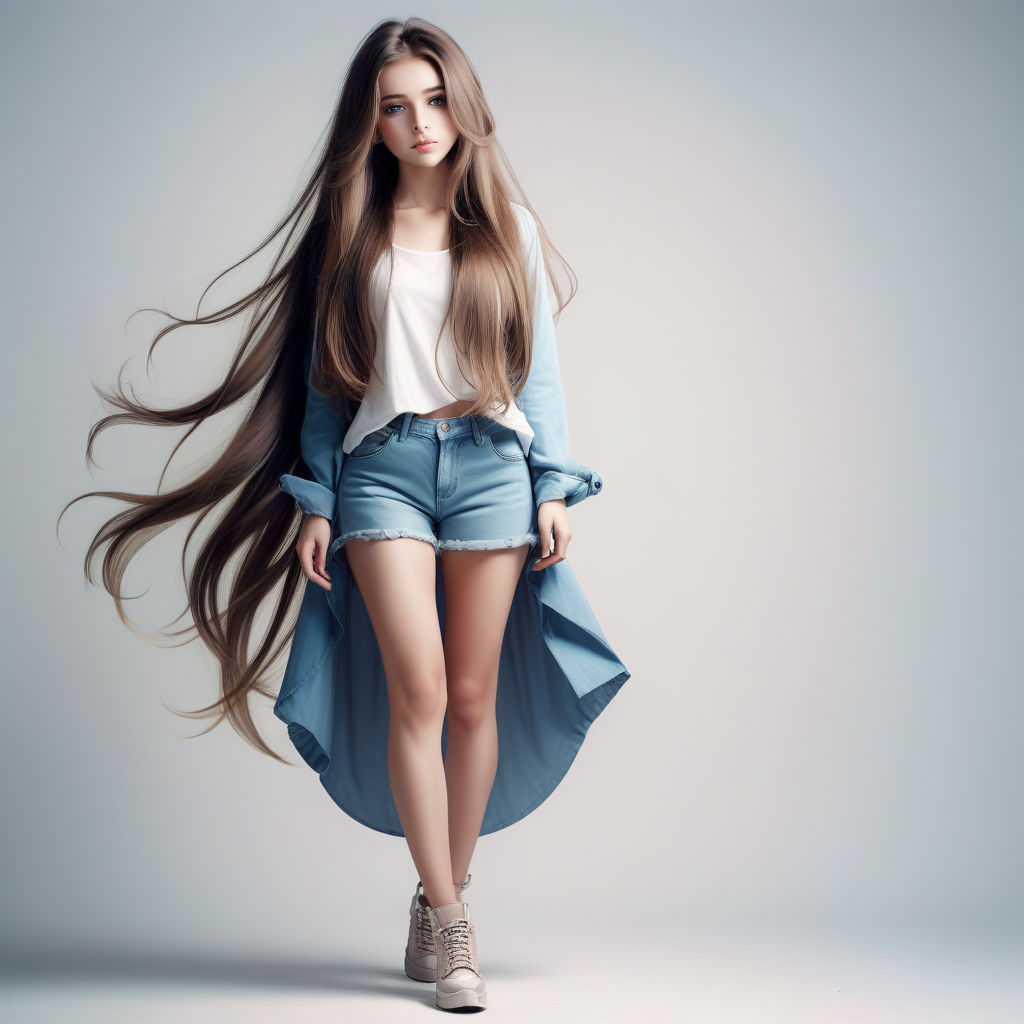 Beautiful fashion model posing in high heels. Studio shot on gray  background. - Stock Image - Everypixel
