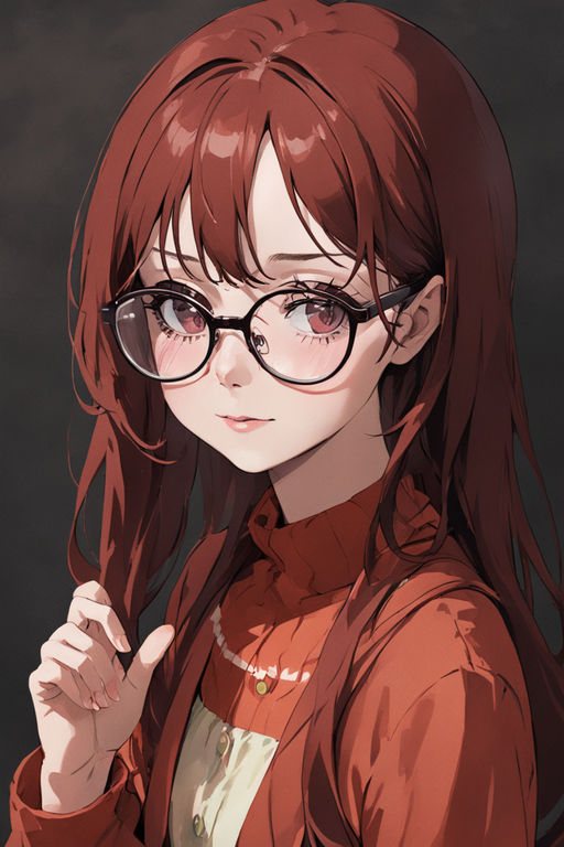 red glasses anime