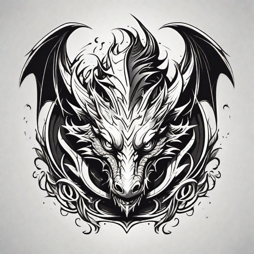 simple dragons black and white