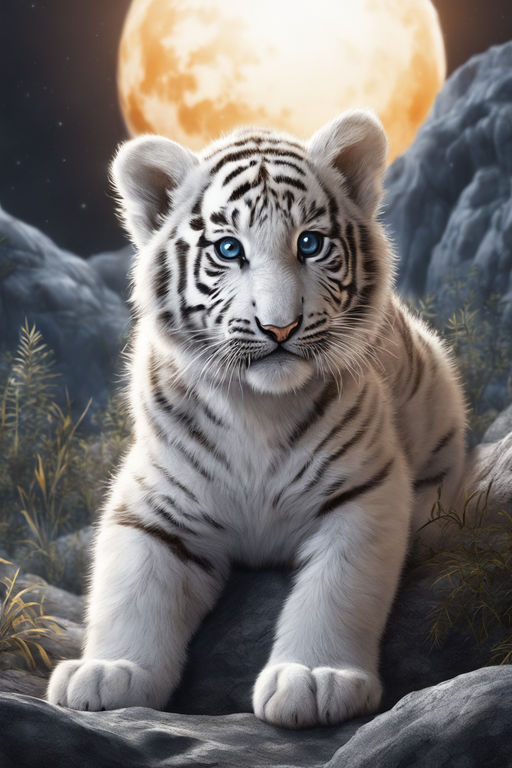 Ultra Realistic White Baby Tiger