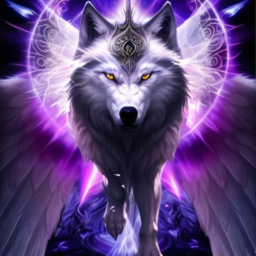 purple wolf with wings