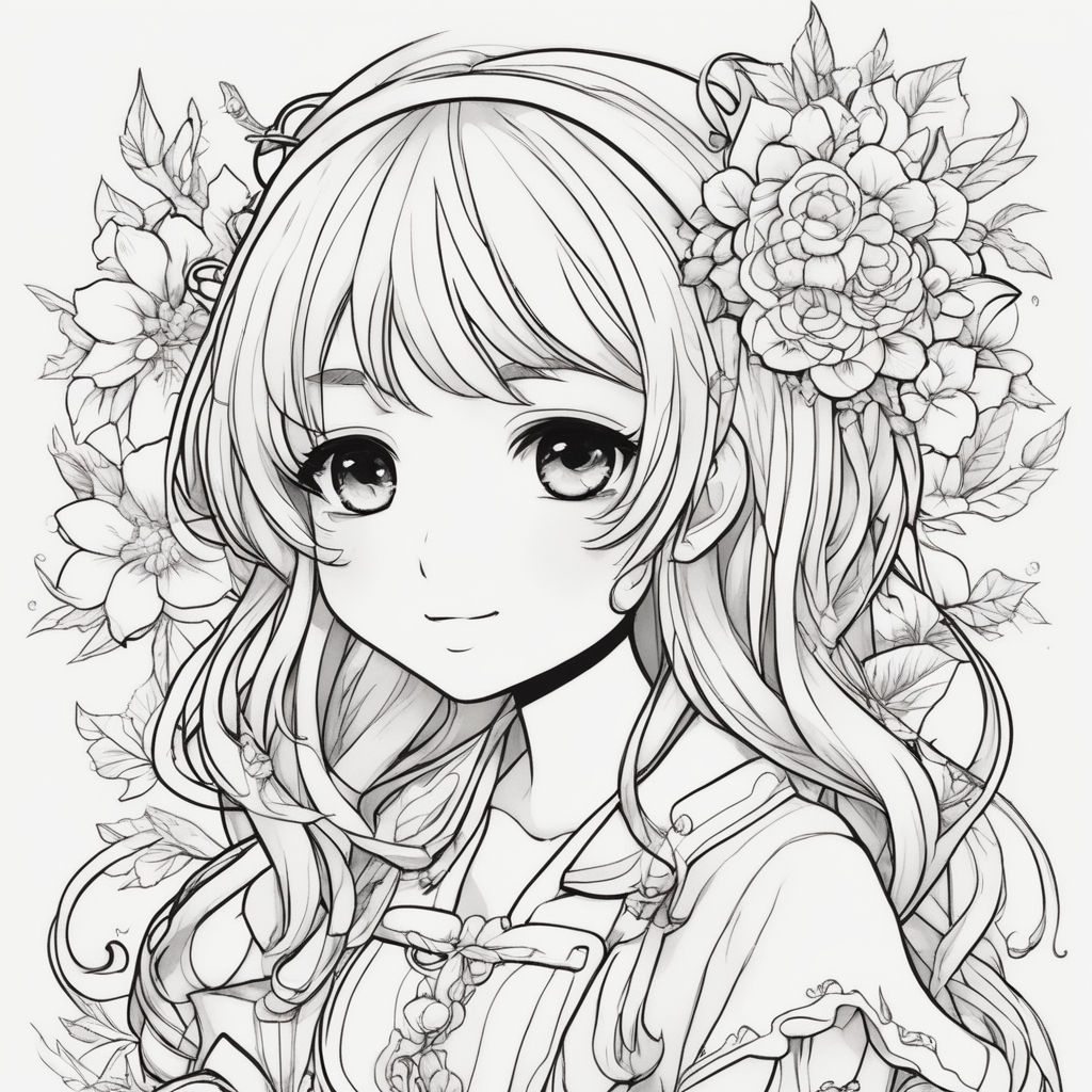 Coloring pages cute girls anime manga kawaii kids | Download on Freepik