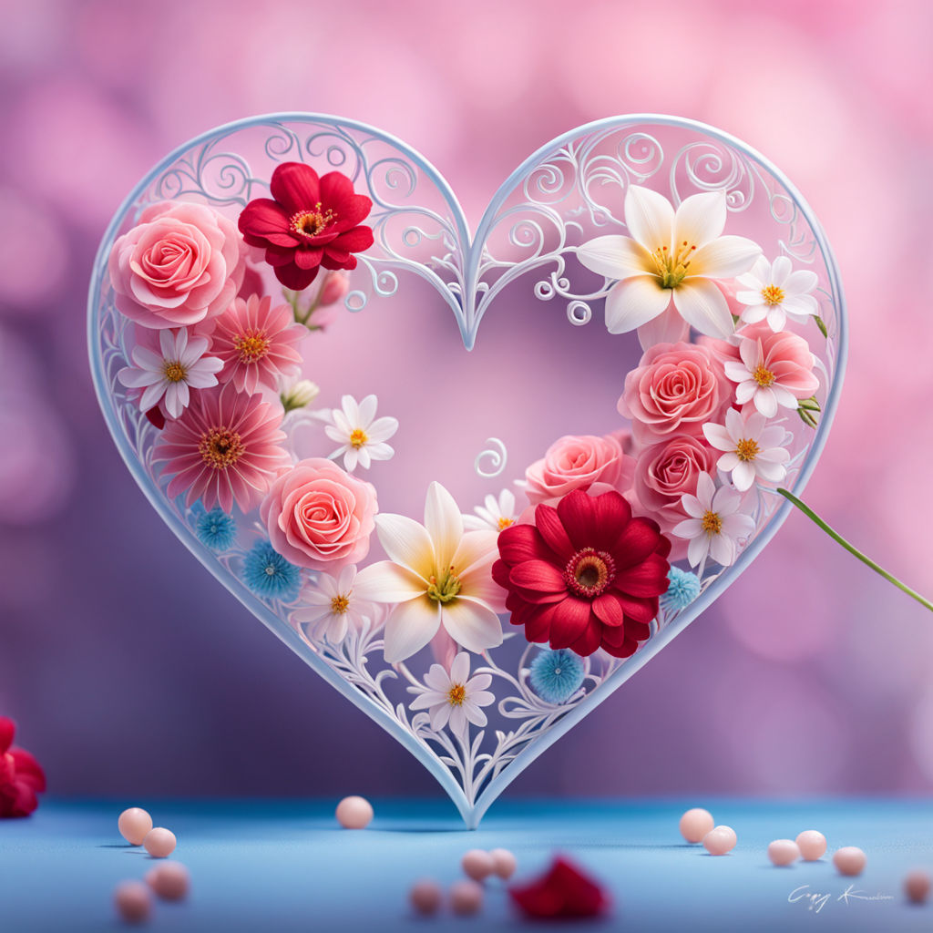 Adorable Cute Love Flowery Flowers Love Heart Digital Art by The Perfect  Presents - Pixels