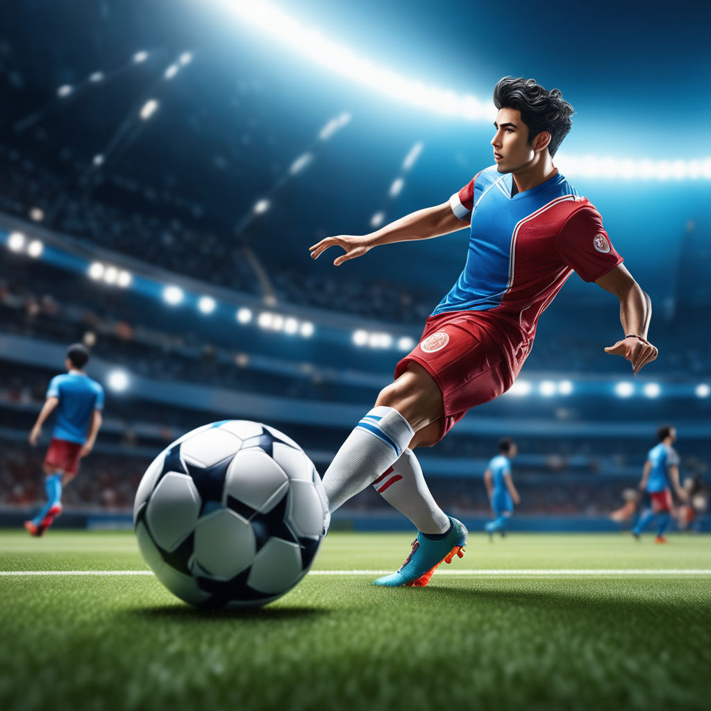 ArtStation - Soccer Football Red and Blue color Jersey Player-11