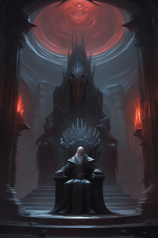 Premium Photo  Fantasy concept portrait of the mysterious undead ghost king  floating on a destroyed throne in a castle ruins digital art style  illustration painting