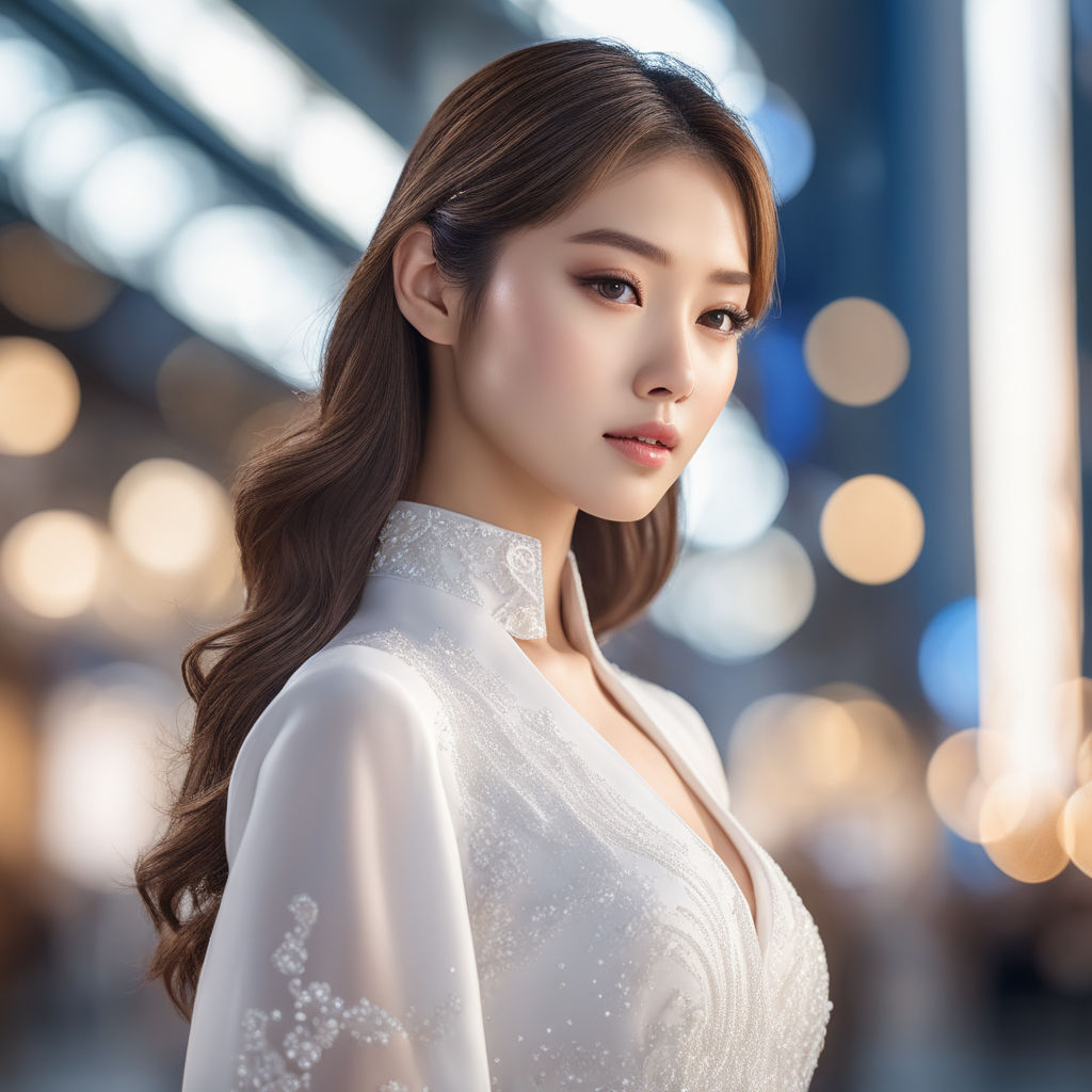 Girl In A Transparent Shirt From Silk On A White Background. Stock