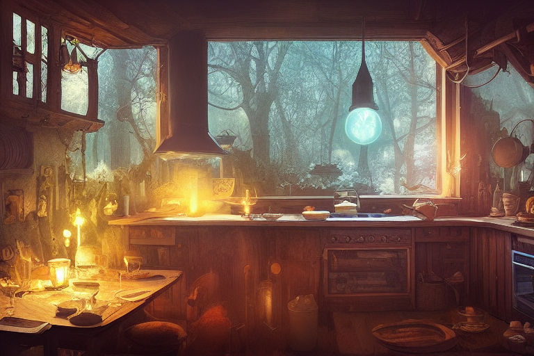 a view from inside a hut of a cabin in an ancient mushroom village