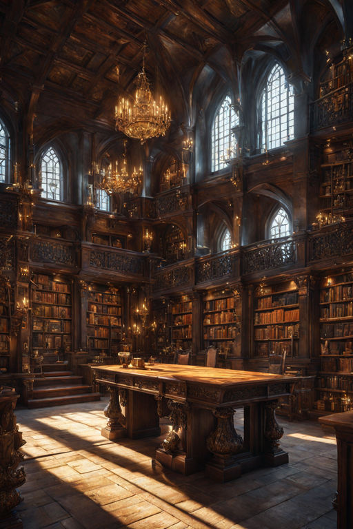 fantasy library wallpaper