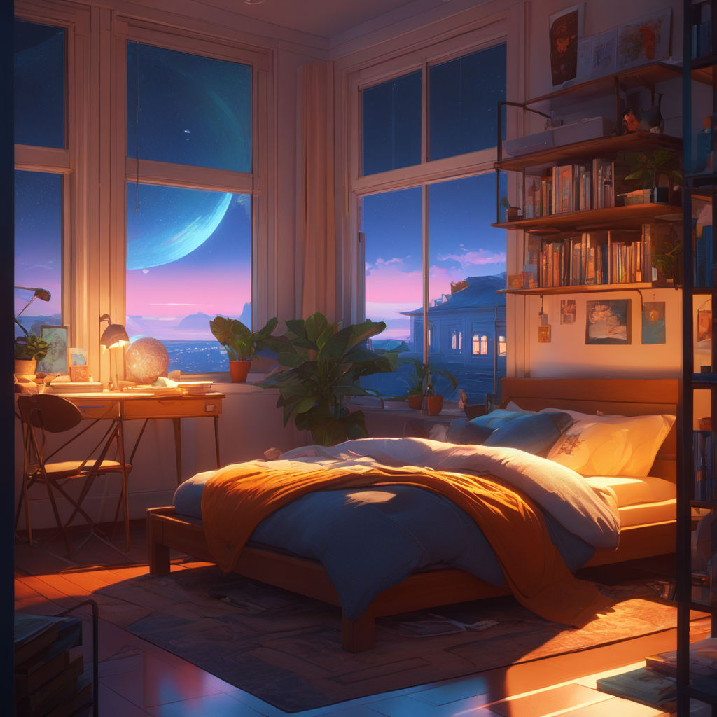 Japanese anime style cozy bedroom with yukimi shoji windows, generative ai  Stock Illustration | Adobe Stock