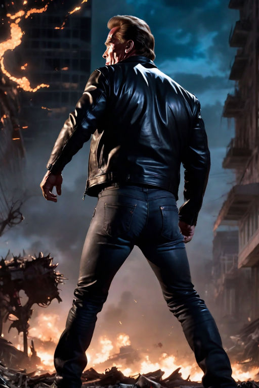 the man has on black superhero leather pants - Playground