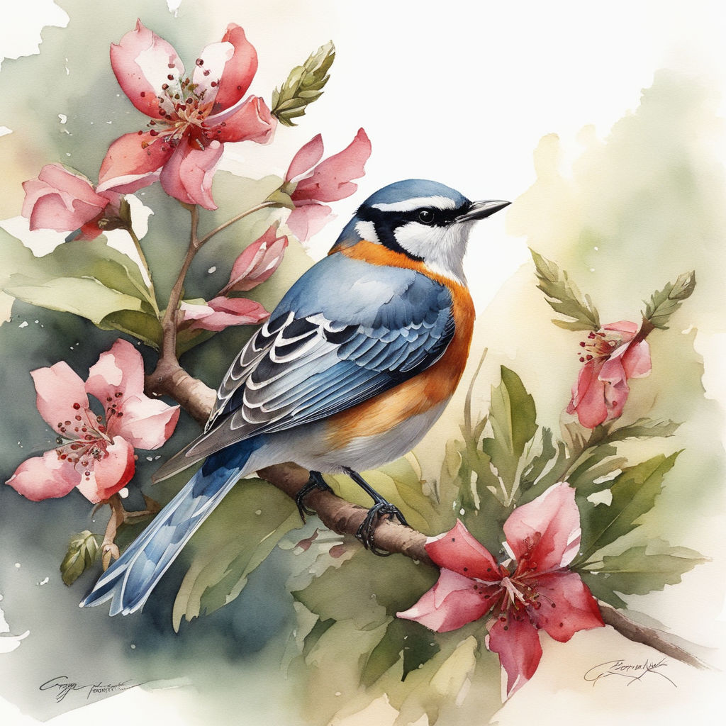 JPEGPNG Digital Download Blue Jay Watercolor Painting Bird 