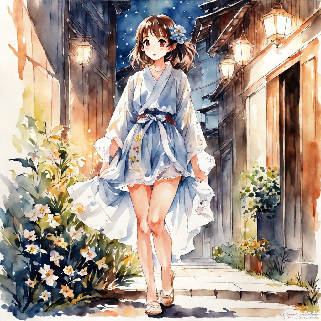 Watercolor painting of an Anime girl by lar-ni on DeviantArt