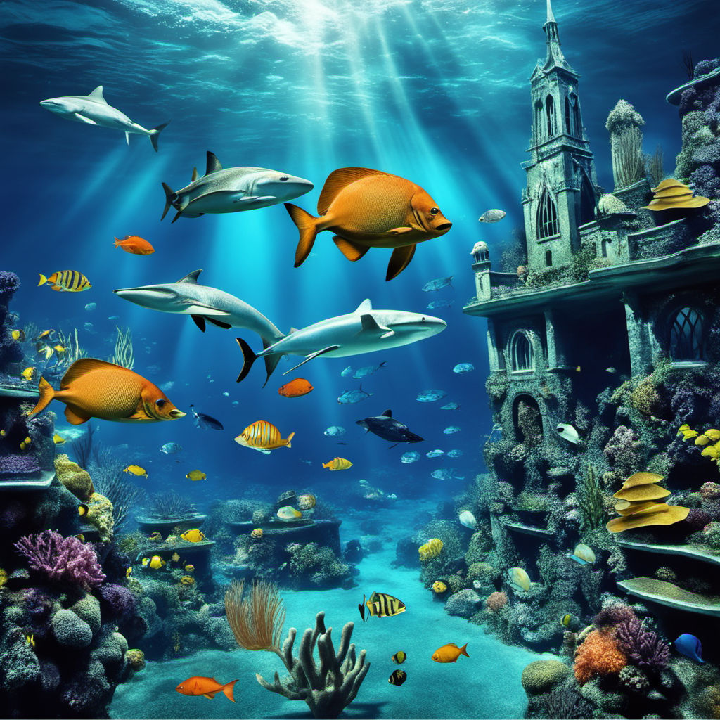 Premium AI Image  Painting of a sea scene with corals and other