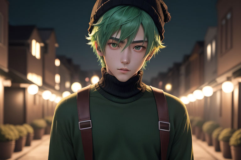 anime boys with green hair