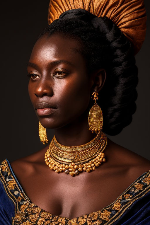 Portrait of beautiful woman wearing a coin headchain maasai with