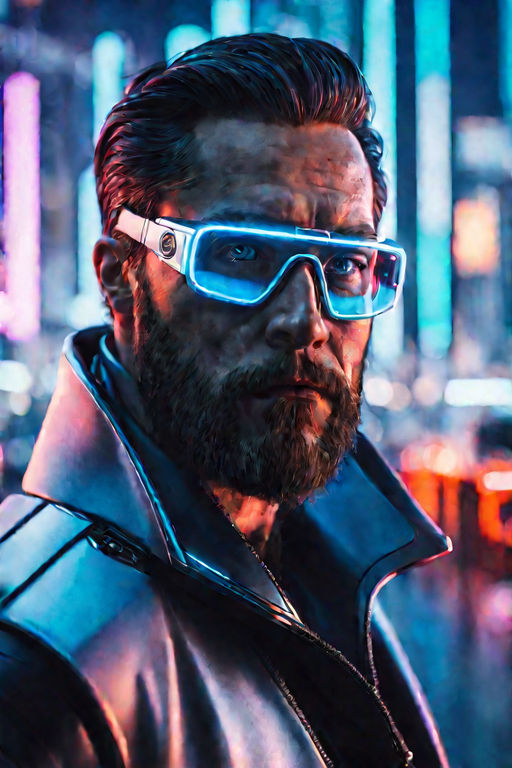 cool grizzly bear in cyberpunk style glasses - Playground