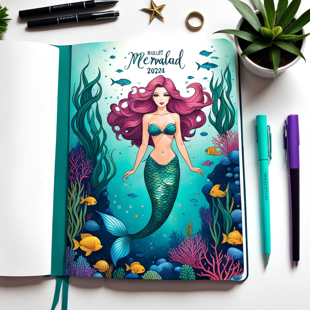 Copic Art Journaling book cover art: Mermaid Bear!