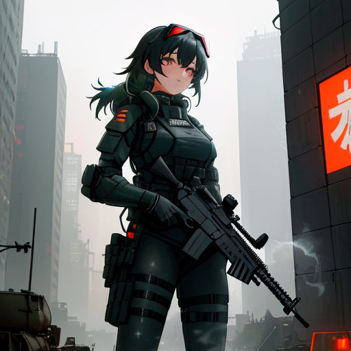 Army anime girl