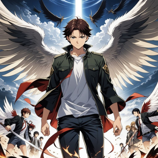 anime boy with sword and wings