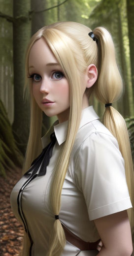 Blonde Girly Anime Pigtails