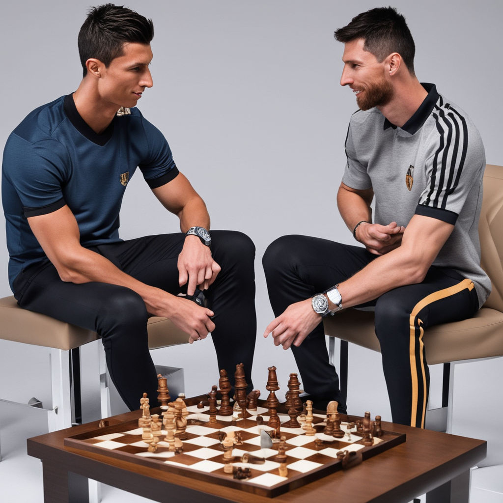 messi and cristiano ronaldo playing chess - Playground