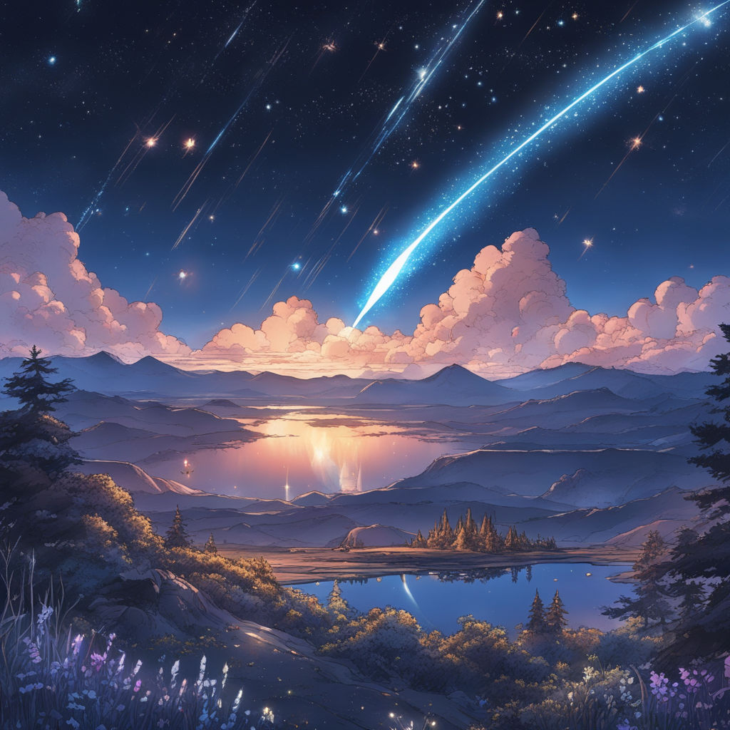 Wallpaper ID: 324180 / Anime Night Phone Wallpaper, Starry Sky, Shooting  Star, 1440x2880 free download