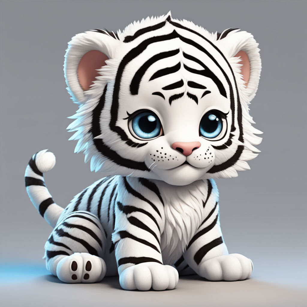 baby white tiger cartoon