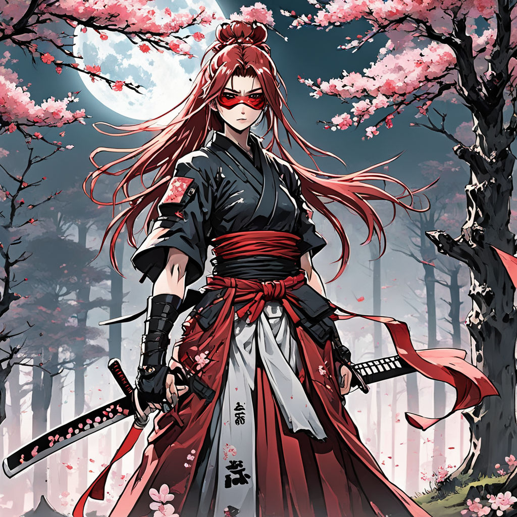 AI Art Generator: Red hair, brown eyes, japanese anime character with both  samurai and nordic heritage