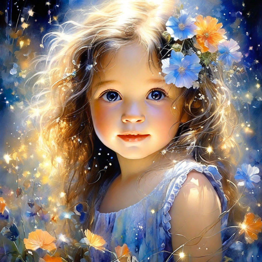 Illustration Celestial Innocence: Little Girl as Ethereal Being