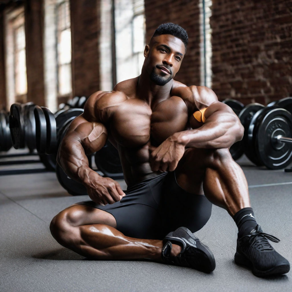 Detail of male bodybuilder front leg muscles on black background Stock  Photo by ©lubo.ivanko 192216514