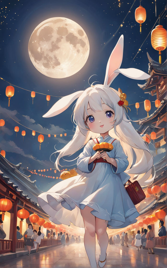 Cute anime bunny woman
