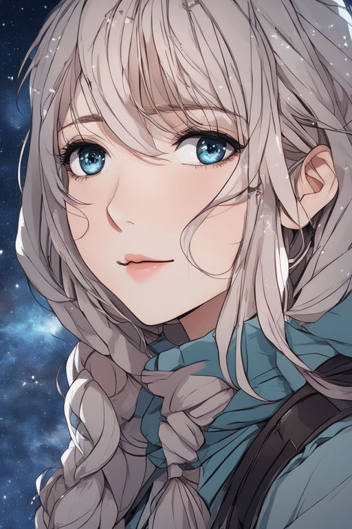 anime girl with silver hair and silver eyes