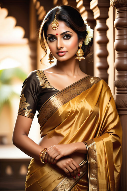 Indian hindu girl at traditional violet saree sitting at cafe table. Stock  Photo | Adobe Stock