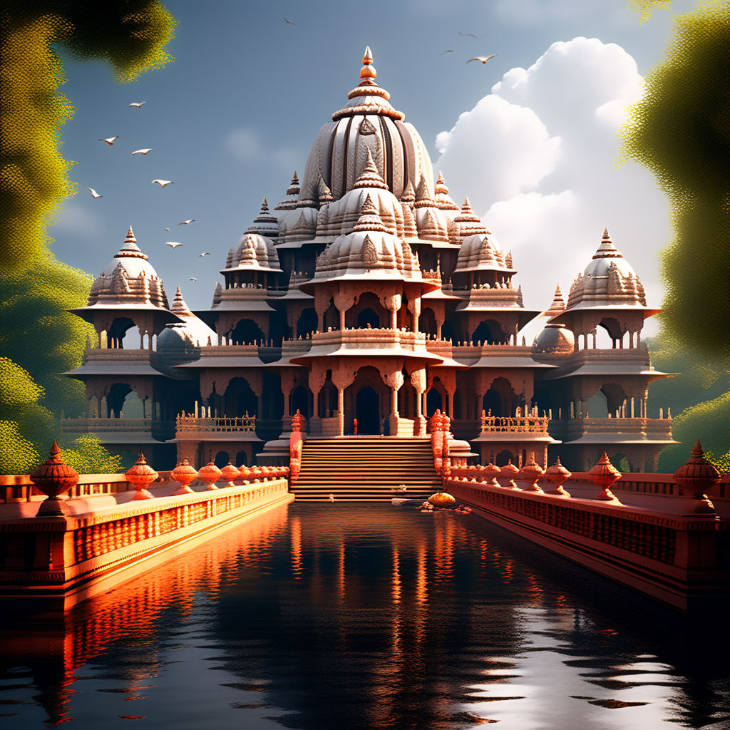 Ayodhya Ram Mandir Wallpaper 4K, Temple, Glowing, Hinduism