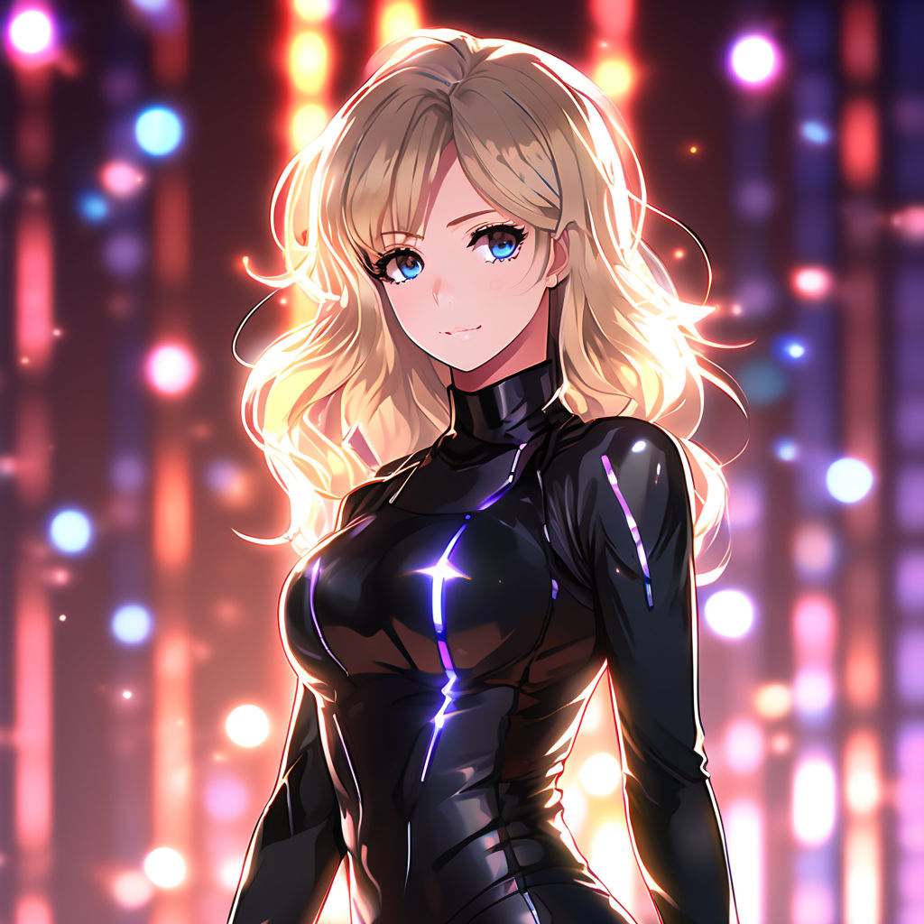 Sexy anime art hot stripper woman cute chick realistic catsuit and big boobs  - Playground