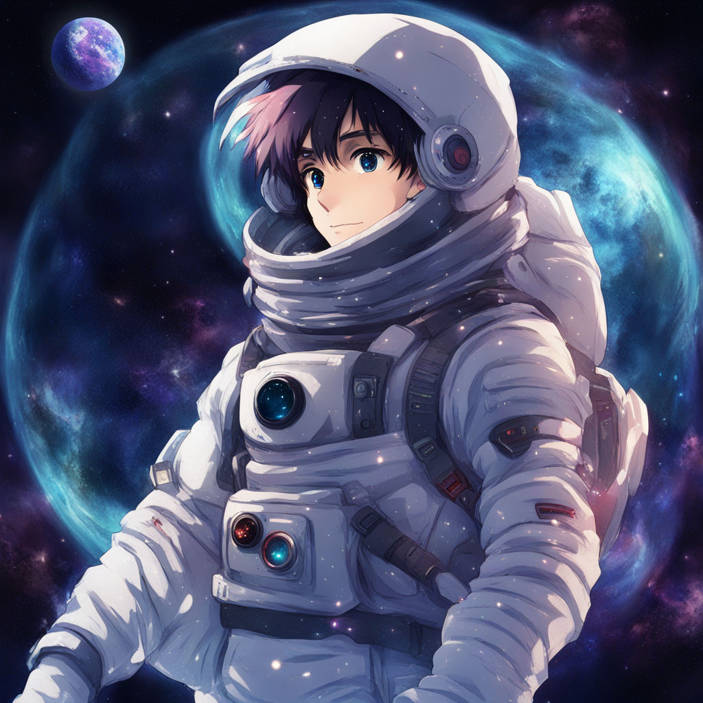 Space - Anime Style Astronaut In Spacesuit Planets Stars, an art print by  Anass Benktitou - INPRNT