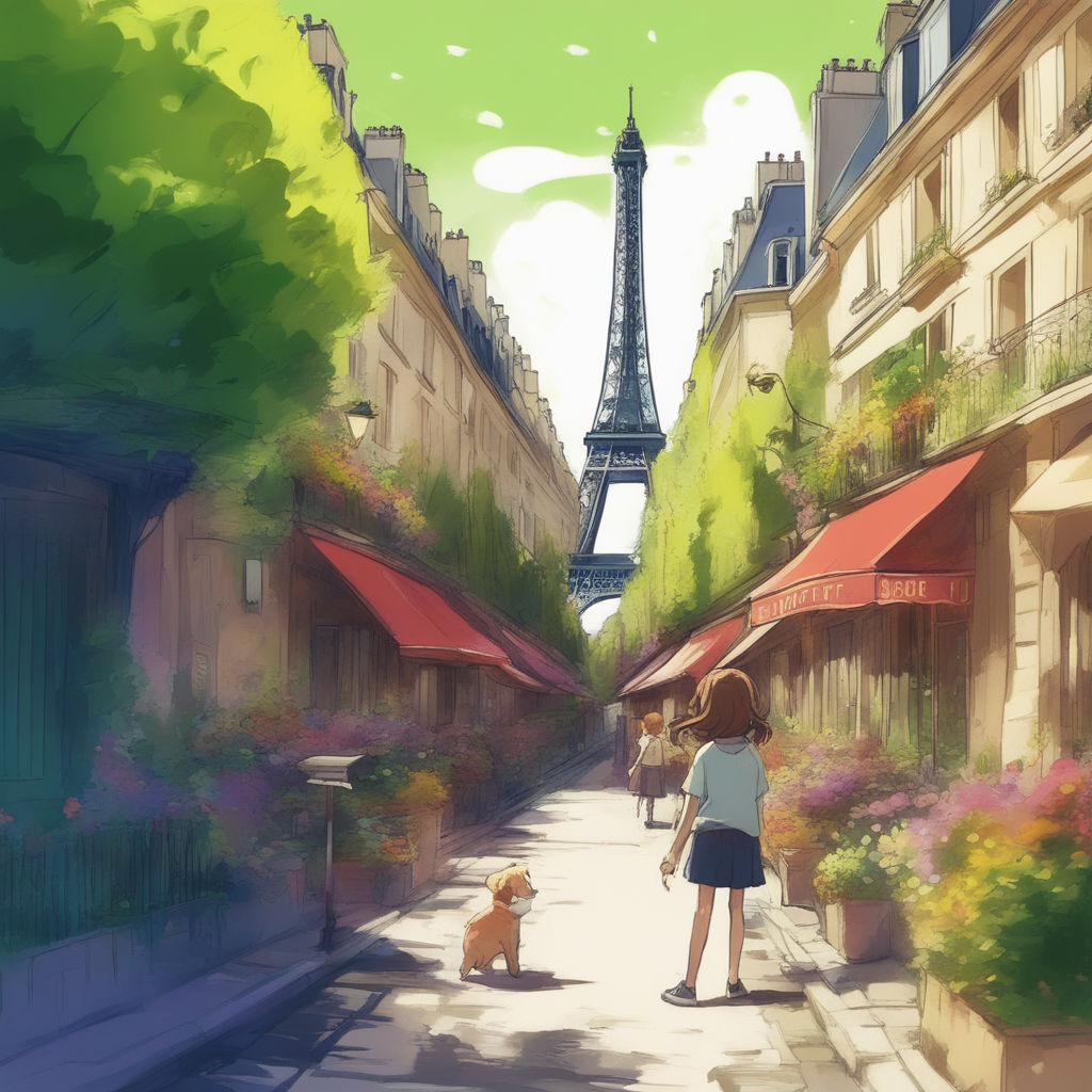 Girl walking in paris, anime style on Craiyon