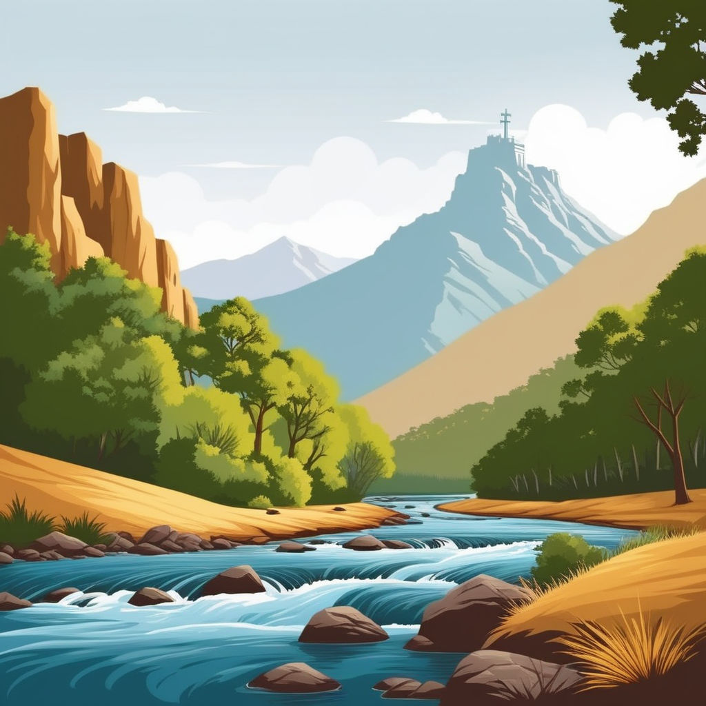 Simple Nature Landscape Mountain River Stock Vector (Royalty Free)  1574772340 | Shutterstock