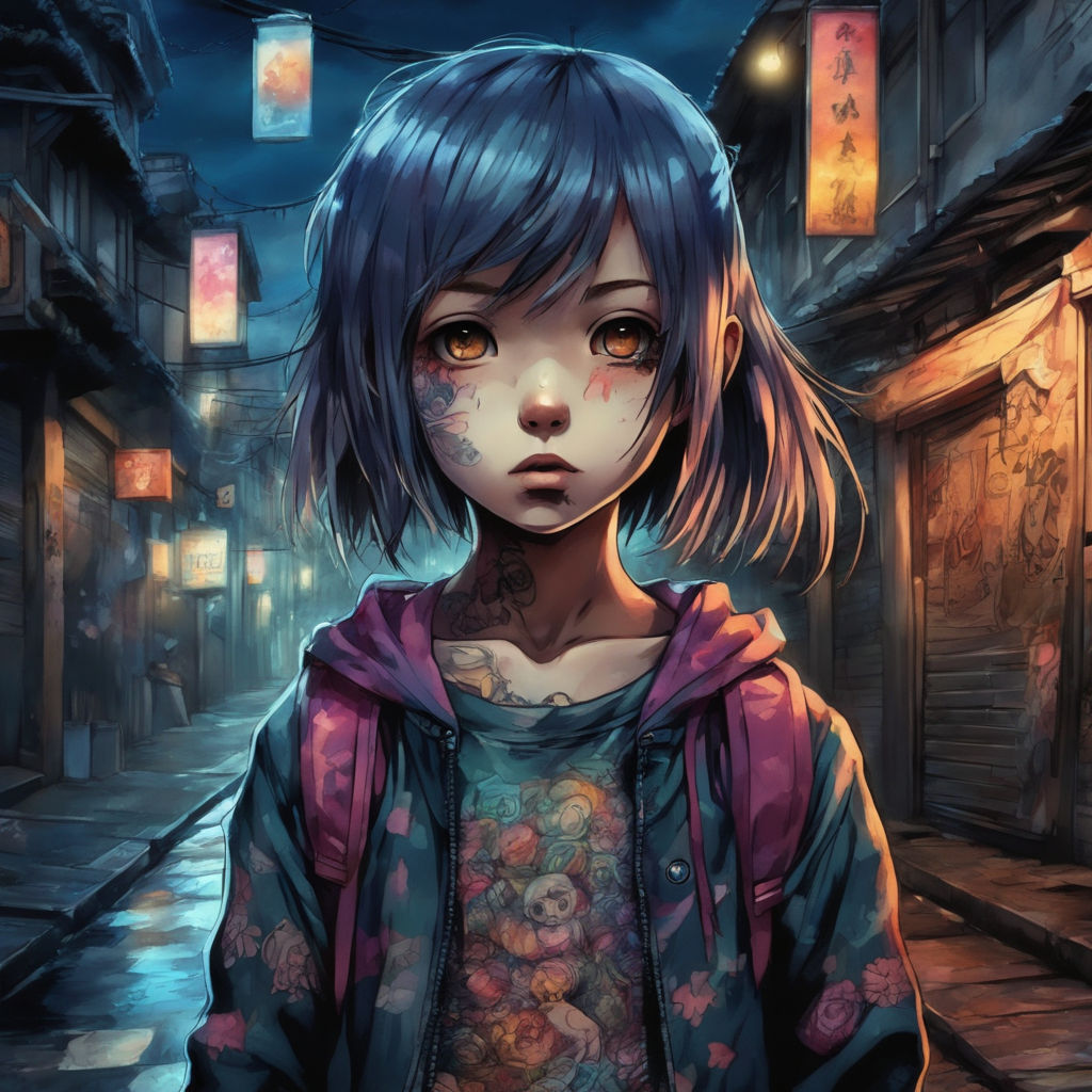 Grunge Anime Y2K Messy Layered Hair Navy Blue