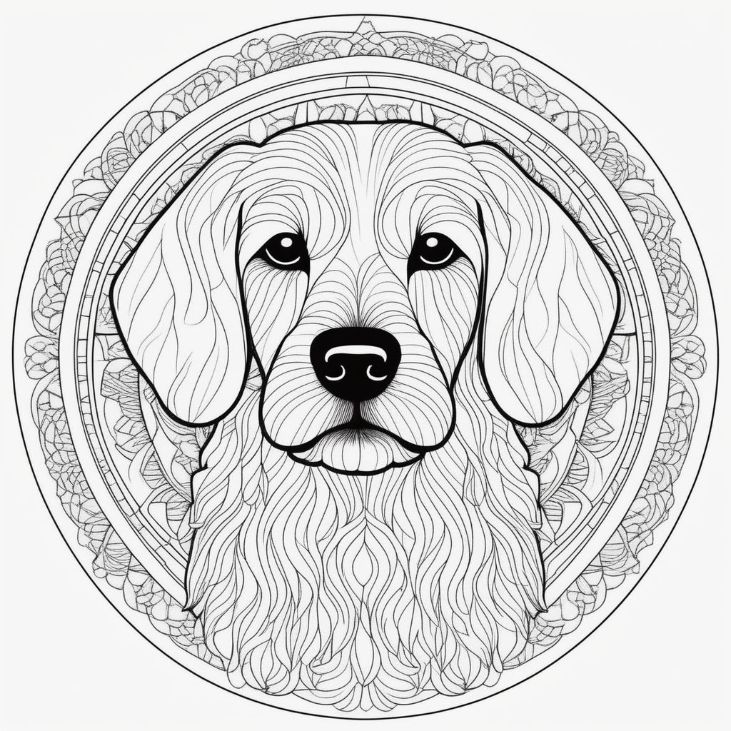 Golden Retriever Puppies Dot Line Spiral Coloring Book For Adults