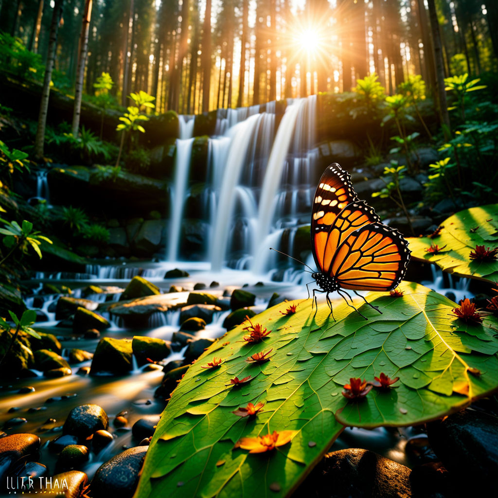 Very Butterflies - Pastel con cascada de mariposas