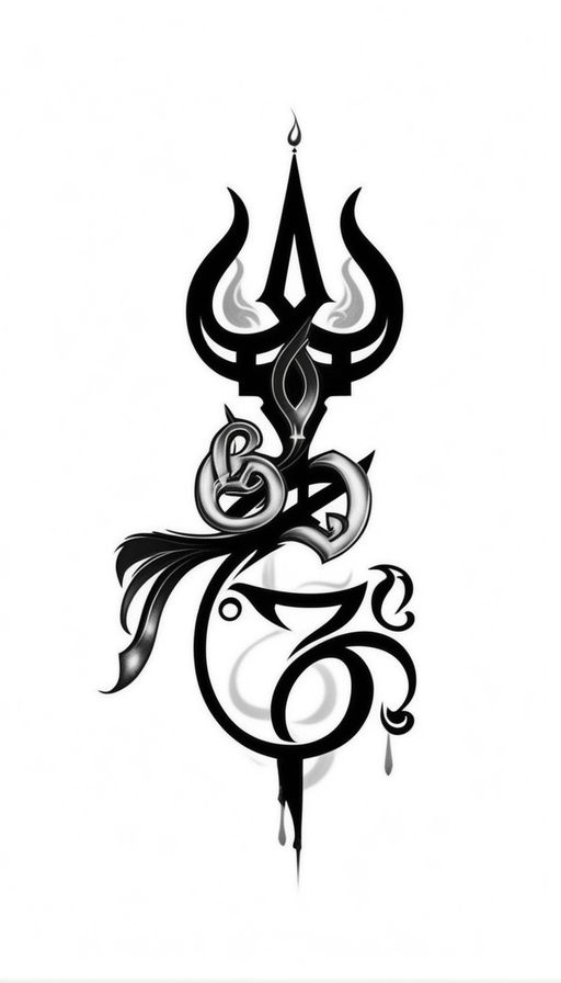 Temporary Tattoowala Om Black Shiva Trishul Temporary Tattoo for Men a –  Temporarytattoowala