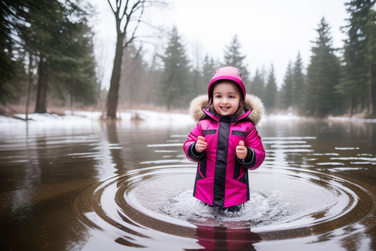 ein Mädchen in einem pullover das alleine in einer waldlichtung am fluss  sitzt - Playground